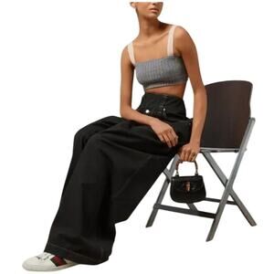 Gucci Ribbed Grey Logo Strap Wool Tank Size S